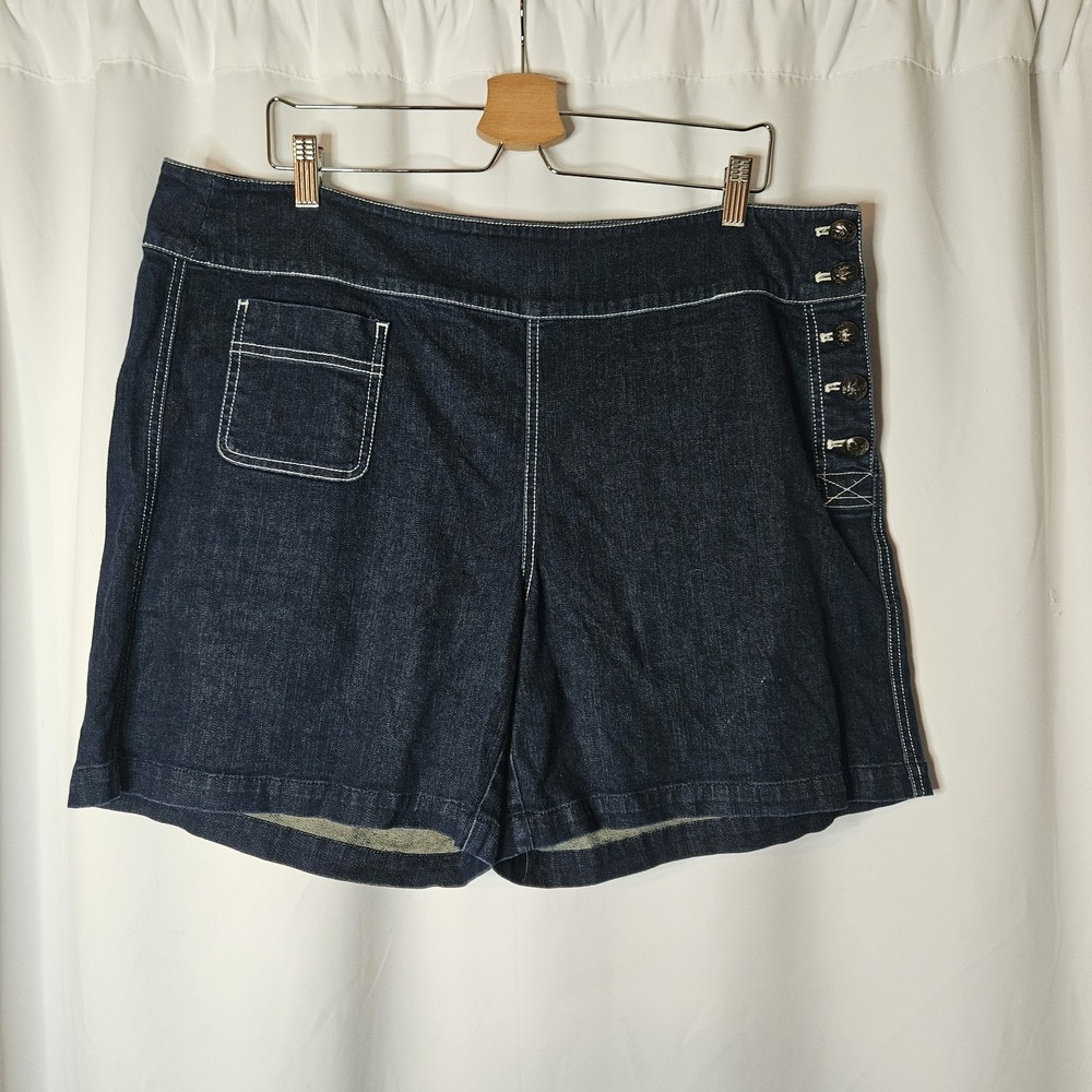 Unique Ralph Lauren LAUREN JEANS CO Jean Shorts Denim Side Button Size 16‎